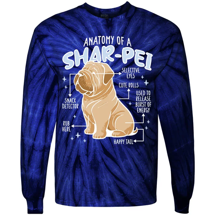 Anatomy Of A Sharpei Dog Tie-Dye Long Sleeve Shirt