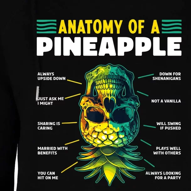 Anatomy Of A Pineapple Funny Upside Down Pineapple Swinger Womens Funnel Neck Pullover Hood