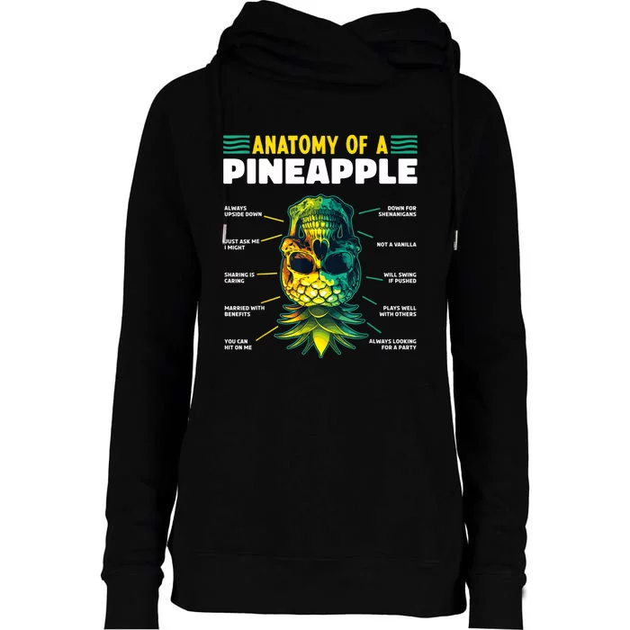 Anatomy Of A Pineapple Funny Upside Down Pineapple Swinger Womens Funnel Neck Pullover Hood