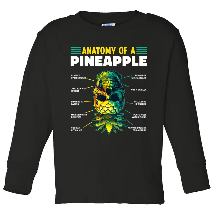 Anatomy Of A Pineapple Funny Upside Down Pineapple Swinger Toddler Long Sleeve Shirt