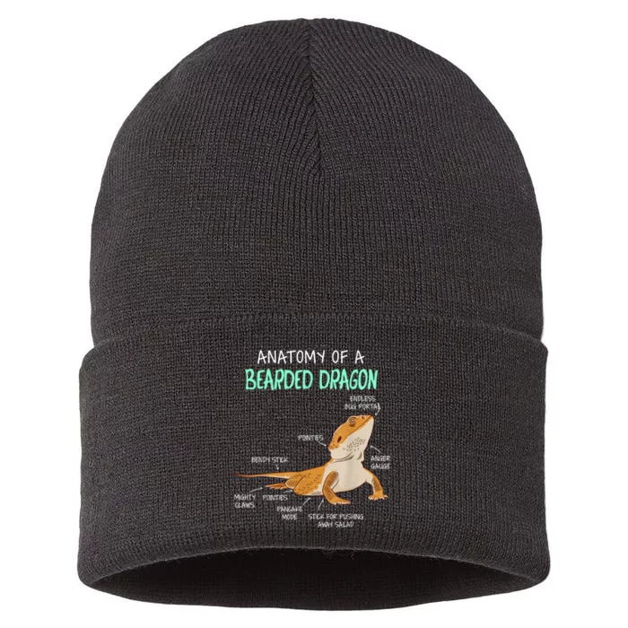 Anatomy Of A Bearded Dragon Bearded Dragon Lizard Pogona Reptile Sustainable Knit Beanie