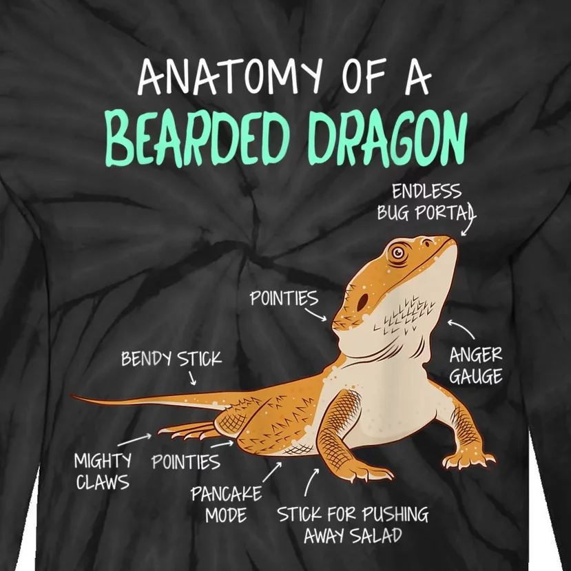 Anatomy Of A Bearded Dragon Bearded Dragon Lizard Pogona Reptile Tie-Dye Long Sleeve Shirt