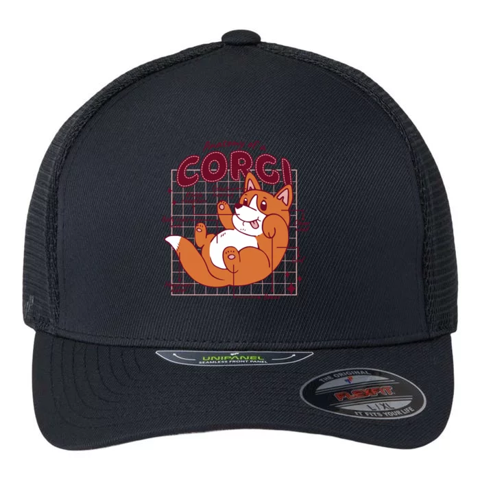 Anatomy Of A Corgi Dog Flexfit Unipanel Trucker Cap