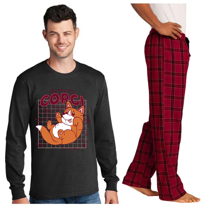 Anatomy Of A Corgi Dog Long Sleeve Pajama Set