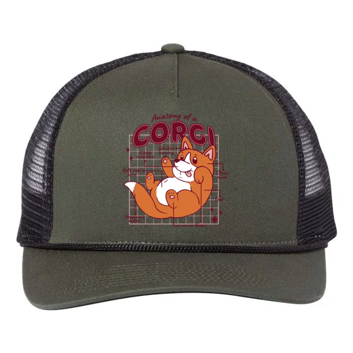 Anatomy Of A Corgi Dog Retro Rope Trucker Hat Cap