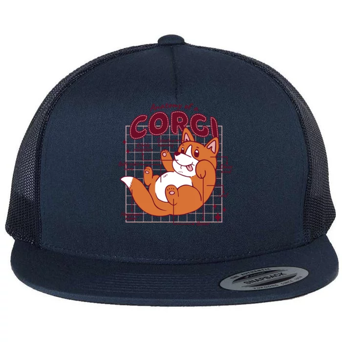 Anatomy Of A Corgi Dog Flat Bill Trucker Hat