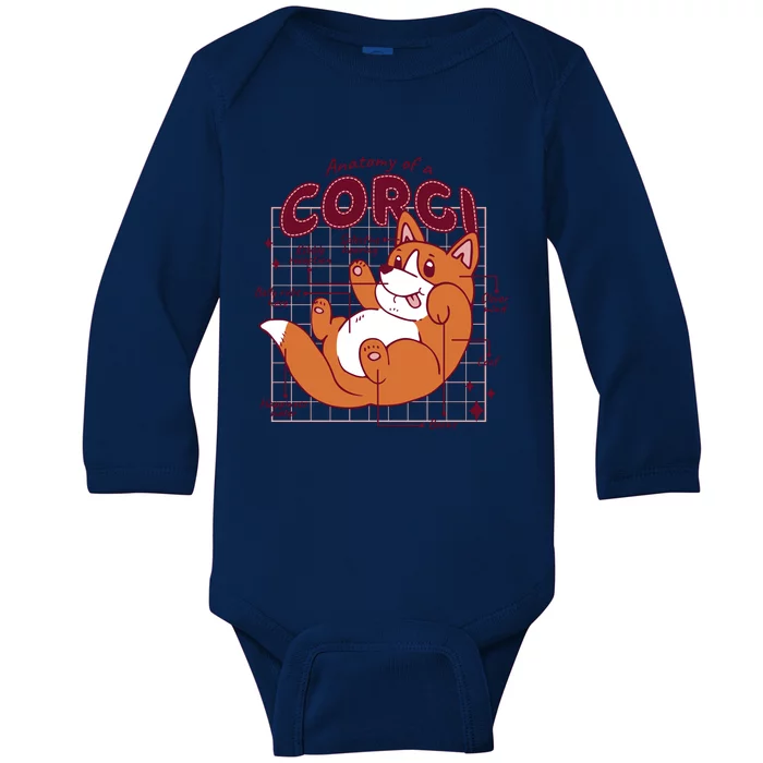 Anatomy Of A Corgi Dog Baby Long Sleeve Bodysuit