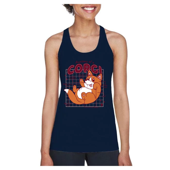 Anatomy Of A Corgi Dog Women's Racerback Tank