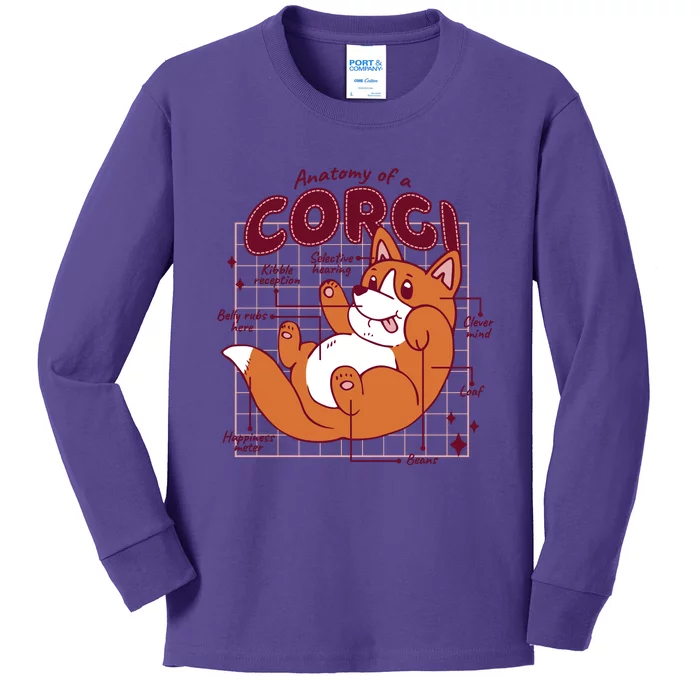 Anatomy Of A Corgi Dog Kids Long Sleeve Shirt