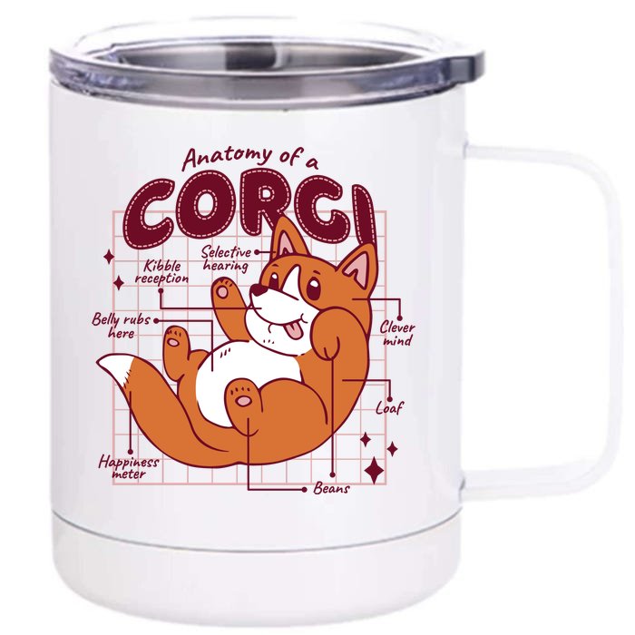 Anatomy Of A Corgi Dog Front & Back 12oz Stainless Steel Tumbler Cup