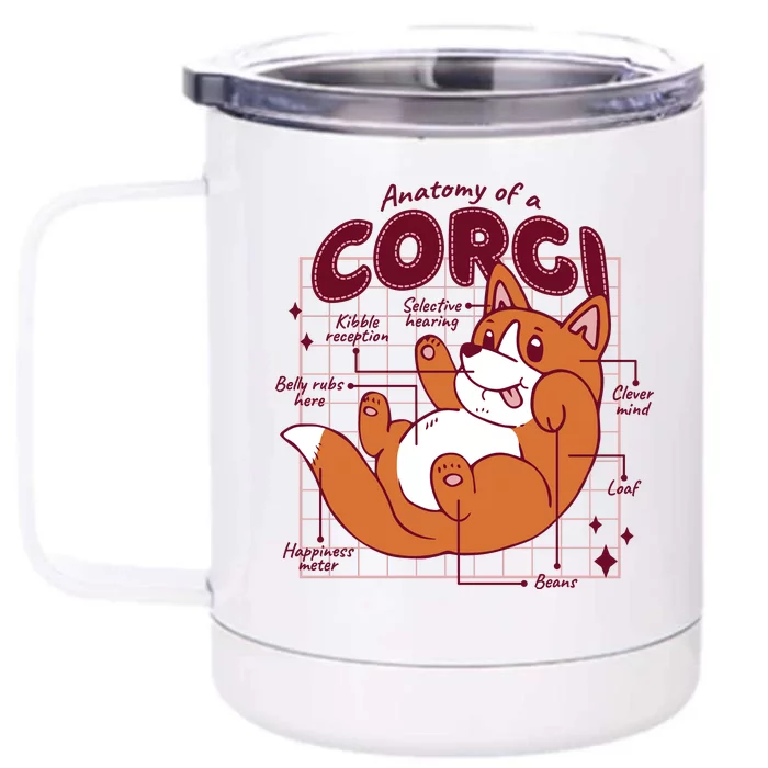 Anatomy Of A Corgi Dog Front & Back 12oz Stainless Steel Tumbler Cup