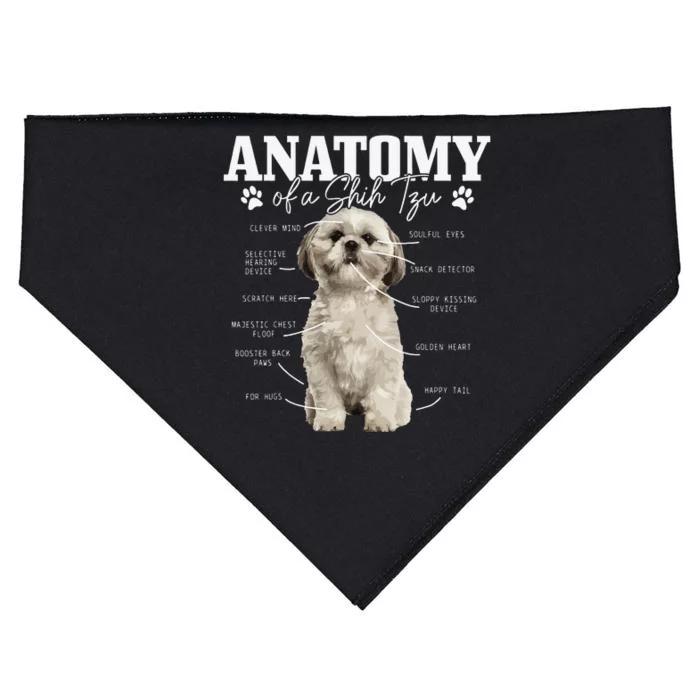 Anatomy Of A Shih Tzu Dog Funny Cute Pitbull Mom Pitbull Dad USA-Made Doggie Bandana