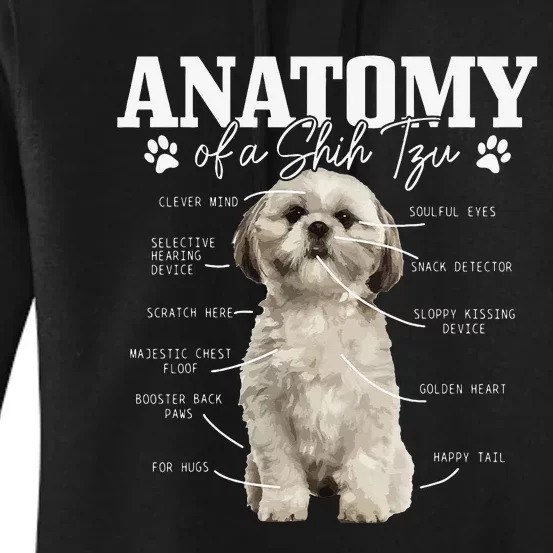 Anatomy Of A Shih Tzu Dog Funny Cute Pitbull Mom Pitbull Dad Women's Pullover Hoodie