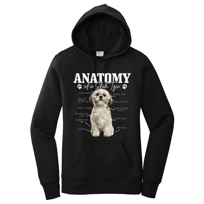 Anatomy Of A Shih Tzu Dog Funny Cute Pitbull Mom Pitbull Dad Women's Pullover Hoodie