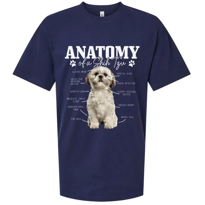 Anatomy Of A Shih Tzu Dog Funny Cute Pitbull Mom Pitbull Dad Sueded Cloud Jersey T-Shirt