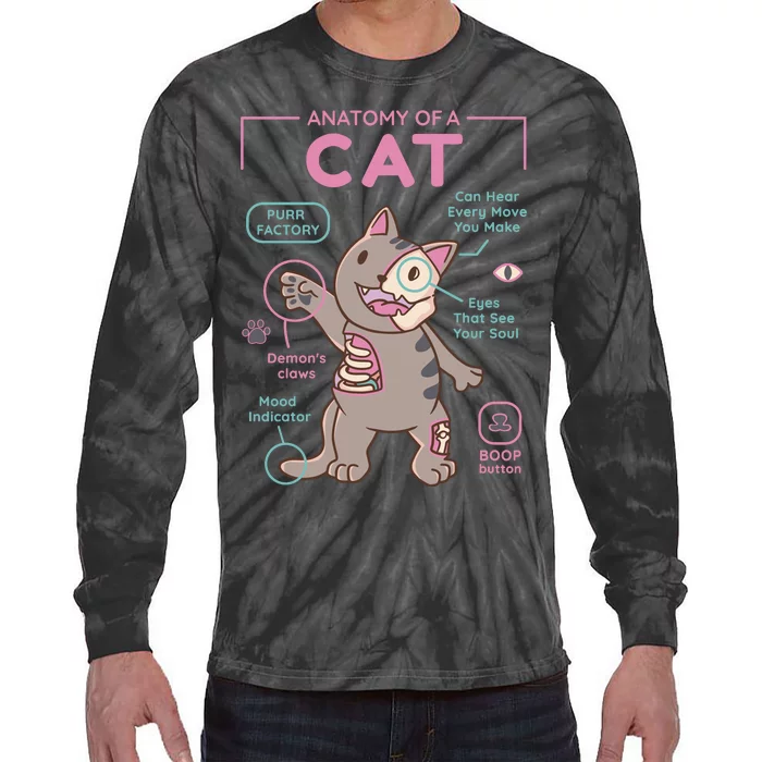 Anatomy Of A Cat Tie-Dye Long Sleeve Shirt