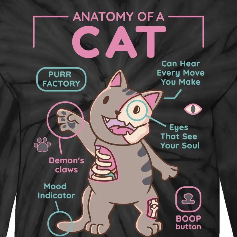 Anatomy Of A Cat Tie-Dye Long Sleeve Shirt