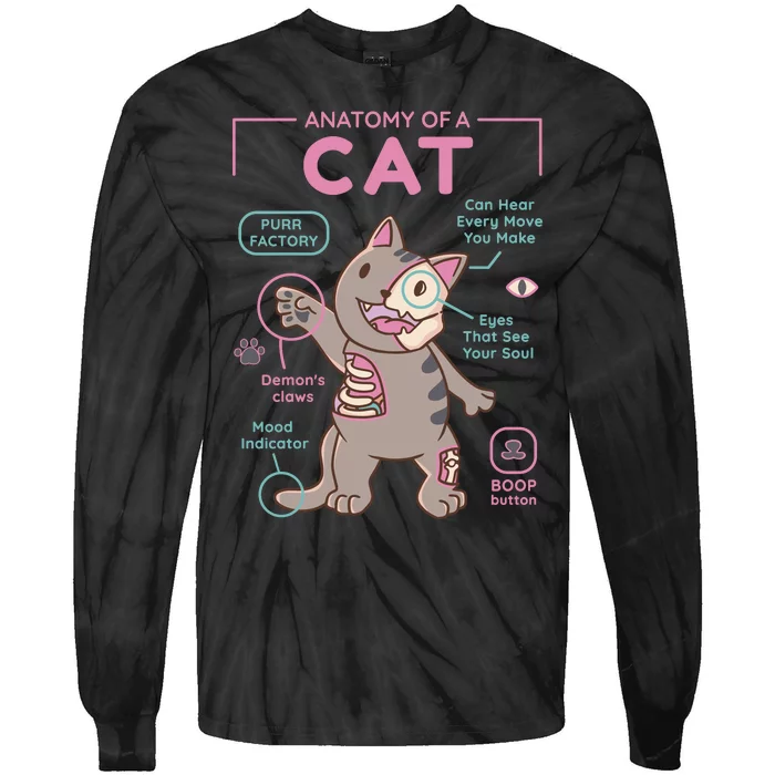 Anatomy Of A Cat Tie-Dye Long Sleeve Shirt