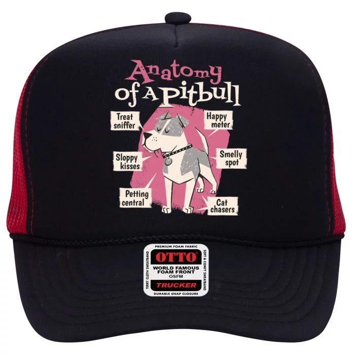 Anatomy Of A Pitbull Cute Gift High Crown Mesh Trucker Hat