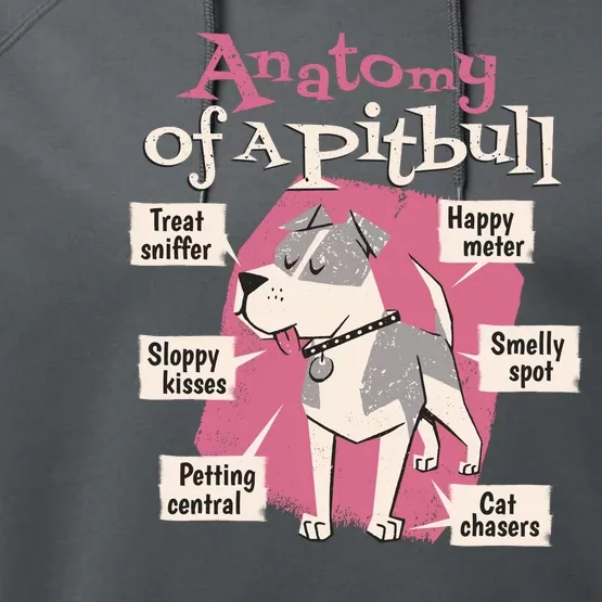 Anatomy Of A Pitbull Cute Gift Performance Fleece Hoodie