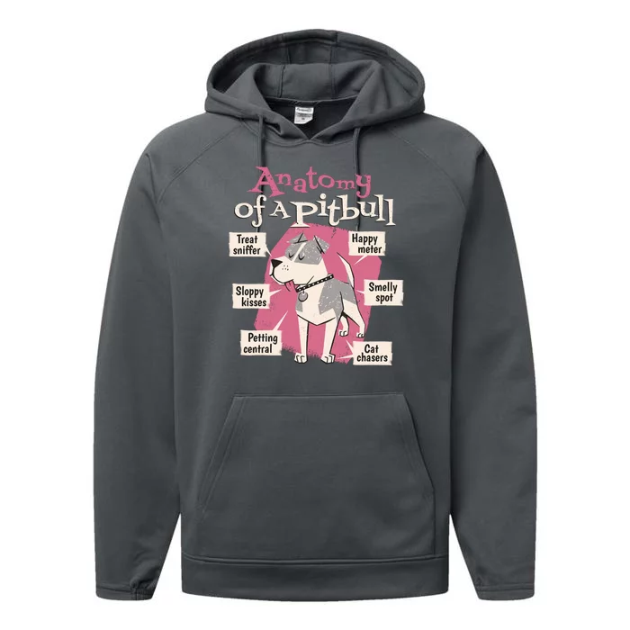 Anatomy Of A Pitbull Cute Gift Performance Fleece Hoodie