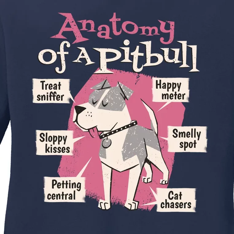 Anatomy Of A Pitbull Cute Gift Ladies Long Sleeve Shirt