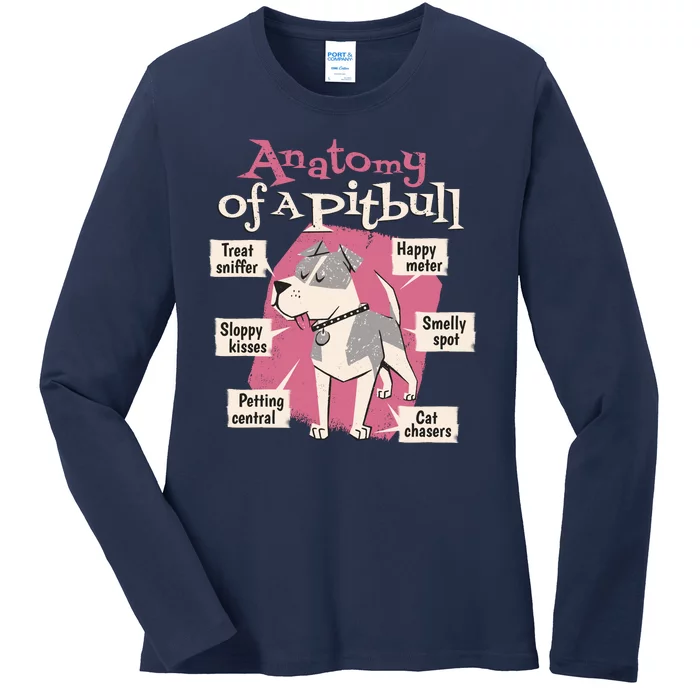 Anatomy Of A Pitbull Cute Gift Ladies Long Sleeve Shirt