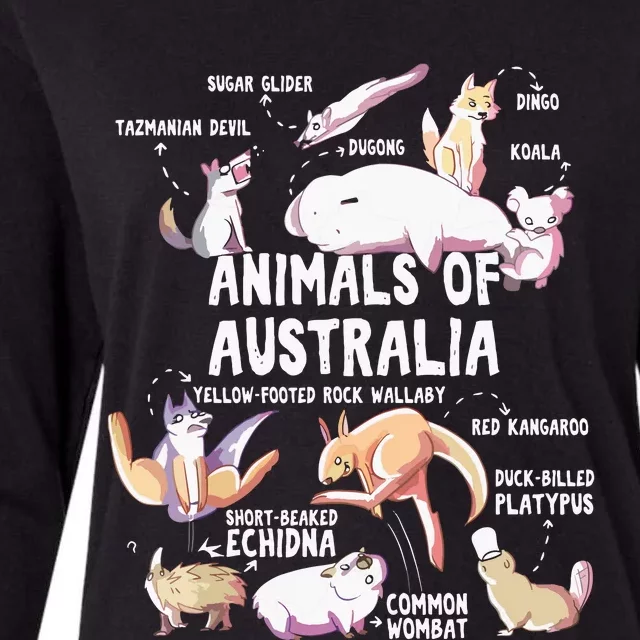 Animals Of Australia Australian Animal Educational Gift Cute Womens Cotton Relaxed Long Sleeve T-Shirt