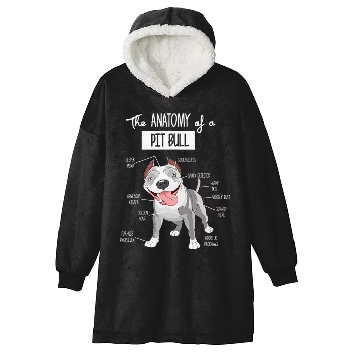 Anatomy Of A Pitbull Dog Lover Tee Hooded Wearable Blanket