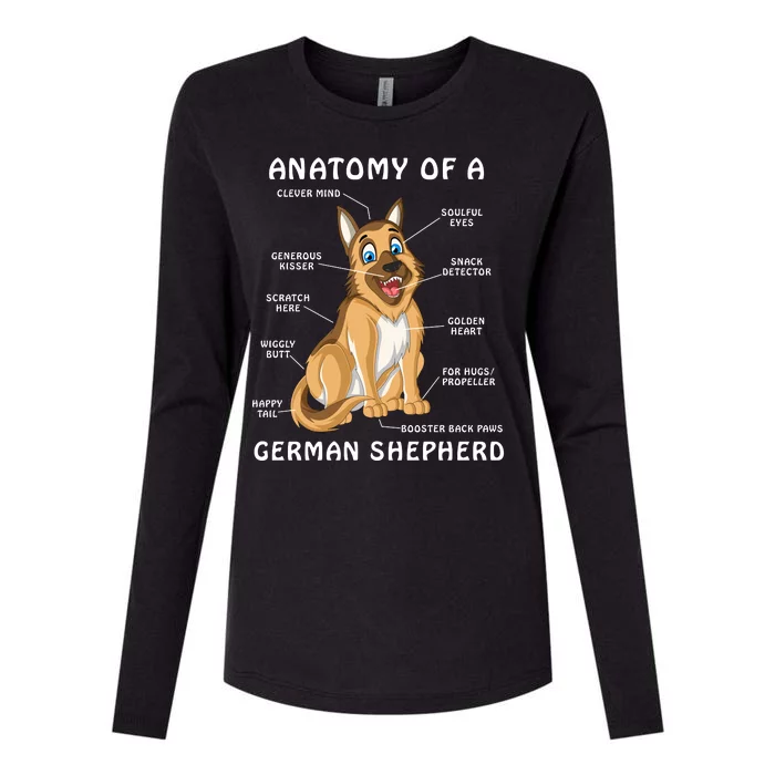 Anatomy Of A German Shepherd Womens Cotton Relaxed Long Sleeve T-Shirt