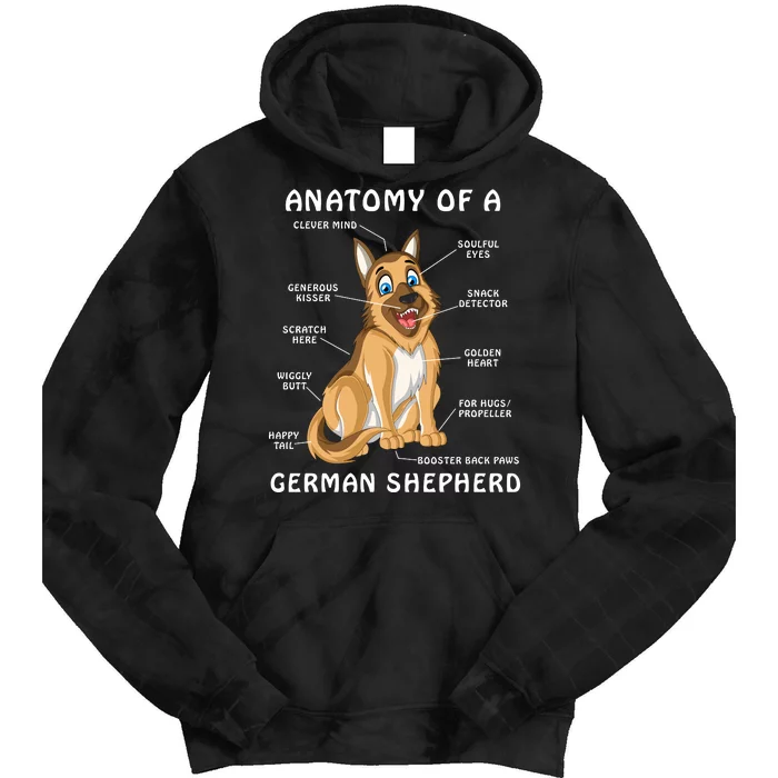 Anatomy Of A German Shepherd Tie Dye Hoodie