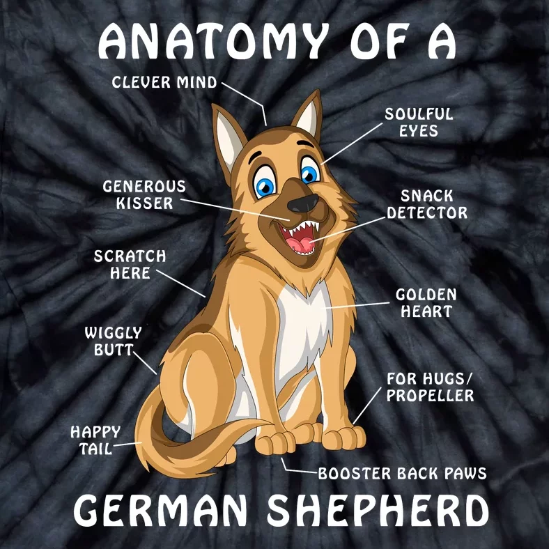 Anatomy Of A German Shepherd Tie-Dye T-Shirt