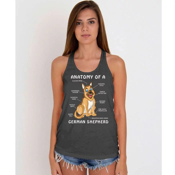 Anatomy Of A German Shepherd Women's Knotted Racerback Tank