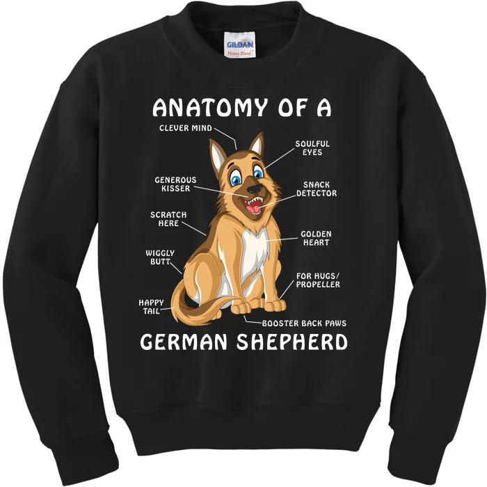 Anatomy Of A German Shepherd Kids Sweatshirt