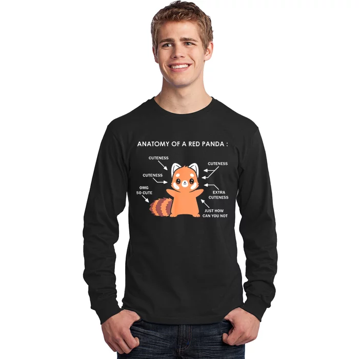 Anatomy Of A Red Panda Science Zoologist Red Panda Anatomy Gift Long Sleeve Shirt