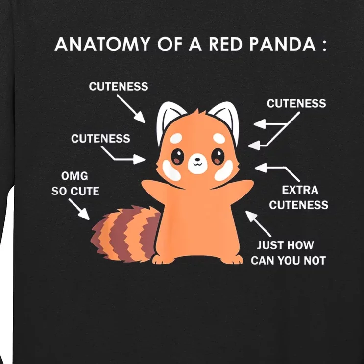 Anatomy Of A Red Panda Science Zoologist Red Panda Anatomy Gift Long Sleeve Shirt