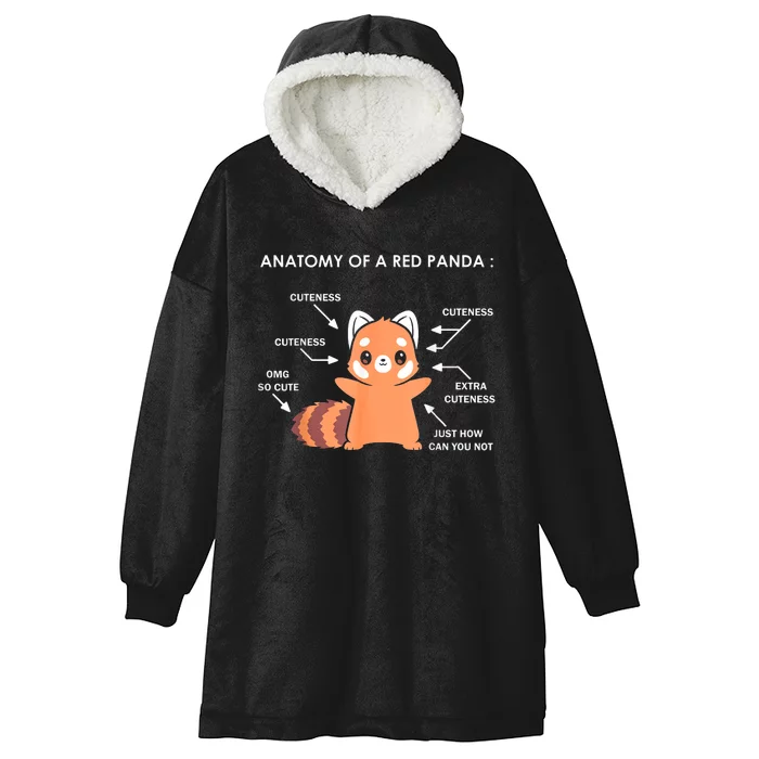 Anatomy Of A Red Panda Science Zoologist Red Panda Anatomy Gift Hooded Wearable Blanket