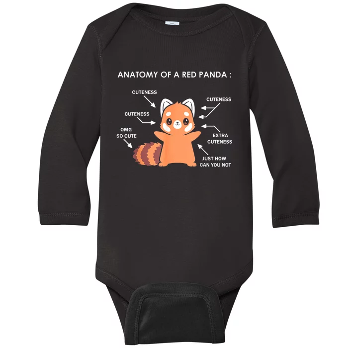 Anatomy Of A Red Panda Science Zoologist Red Panda Anatomy Gift Baby Long Sleeve Bodysuit