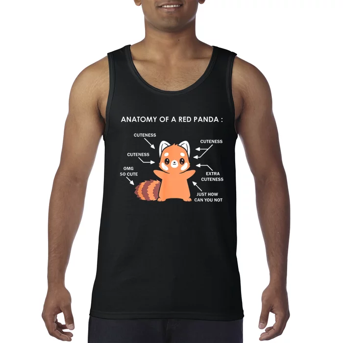 Anatomy Of A Red Panda Science Zoologist Red Panda Anatomy Gift Tank Top