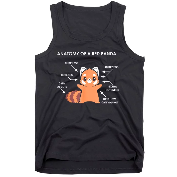 Anatomy Of A Red Panda Science Zoologist Red Panda Anatomy Gift Tank Top