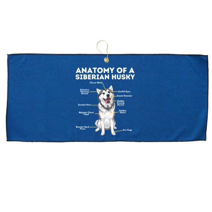 Anatomy Of A Siberian Husky Cool Gift Funny Sibe Owner Dog Lover Gift Large Microfiber Waffle Golf Towel