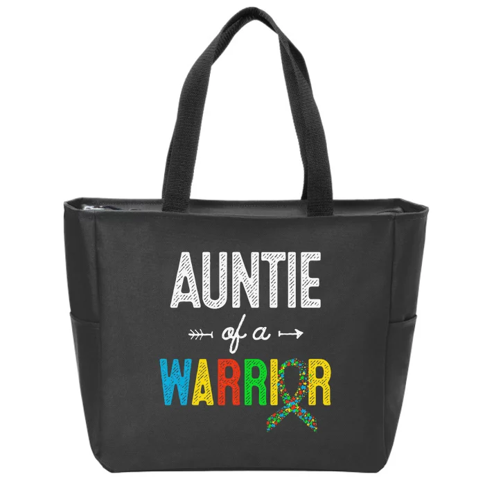 Auntie Of A Warrior Autism Awareness Support Zip Tote Bag