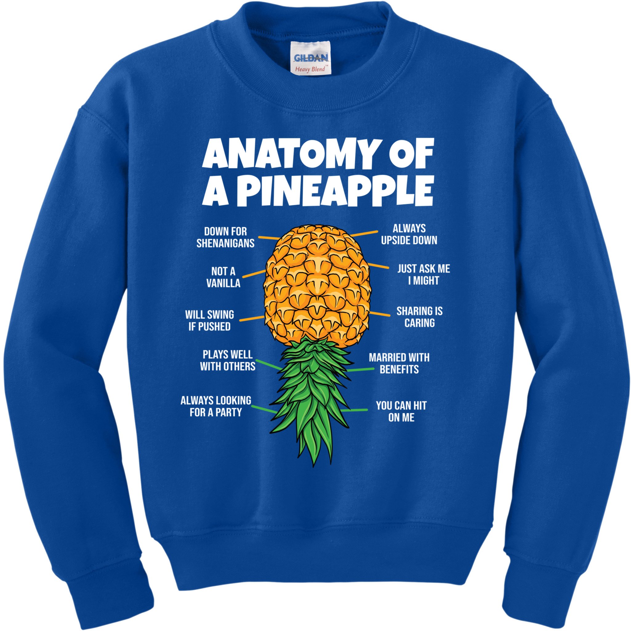 Anatomy Of A Pineapple Swinger Funny Upside Down Pineapple Great Gift Kids  Sweatshirt | TeeShirtPalace