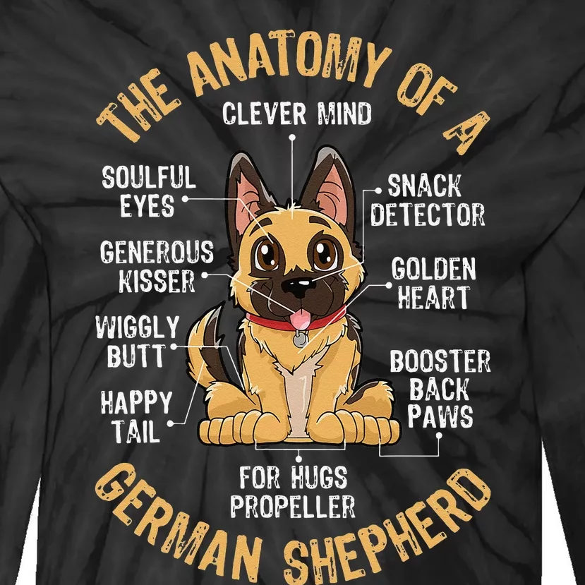 Anatomy of a German Shepherd Funny Dog Lover Gifts Tie-Dye Long Sleeve Shirt