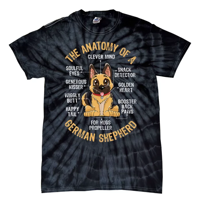 Anatomy of a German Shepherd Funny Dog Lover Gifts Tie-Dye T-Shirt