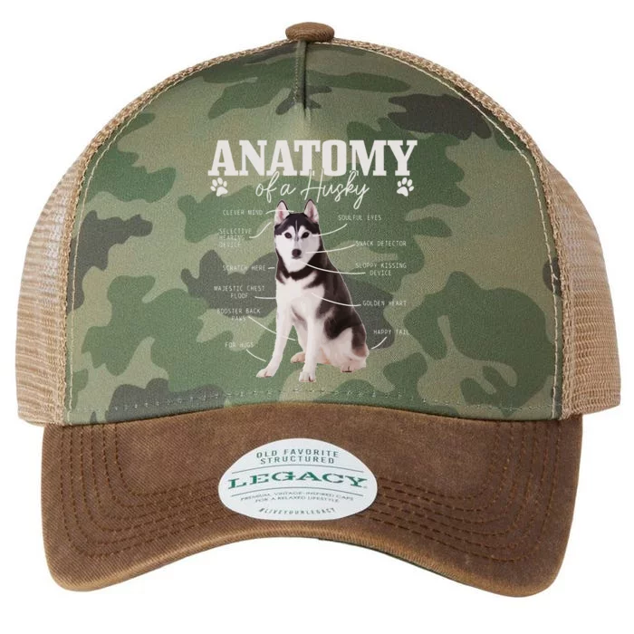 Anatomy Of A Siberian Husky Funny Cute Dog Husky Mom Dad Legacy Tie Dye Trucker Hat