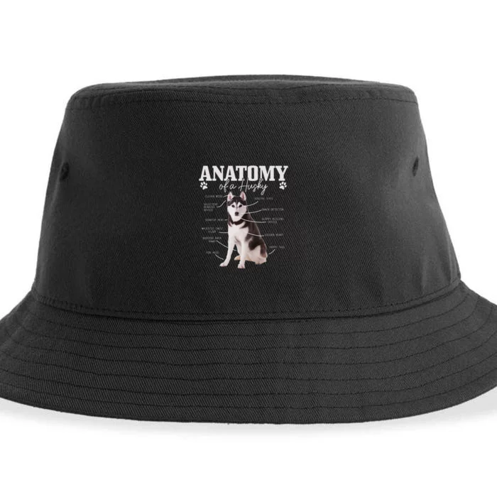 Anatomy Of A Siberian Husky Funny Cute Dog Husky Mom Dad Sustainable Bucket Hat