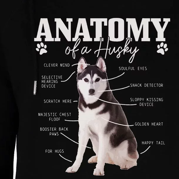 Anatomy Of A Siberian Husky Funny Cute Dog Husky Mom Dad Womens Funnel Neck Pullover Hood