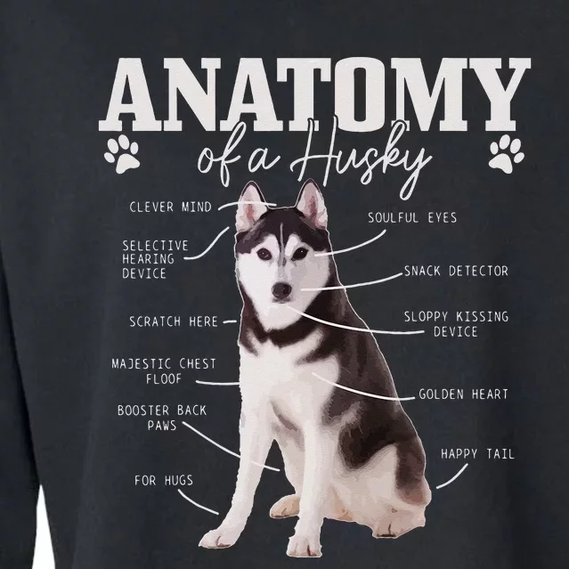 Anatomy Of A Siberian Husky Funny Cute Dog Husky Mom Dad Cropped Pullover Crew