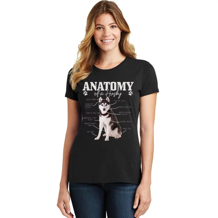 Anatomy Of A Siberian Husky Funny Cute Dog Husky Mom Dad Women's T-Shirt